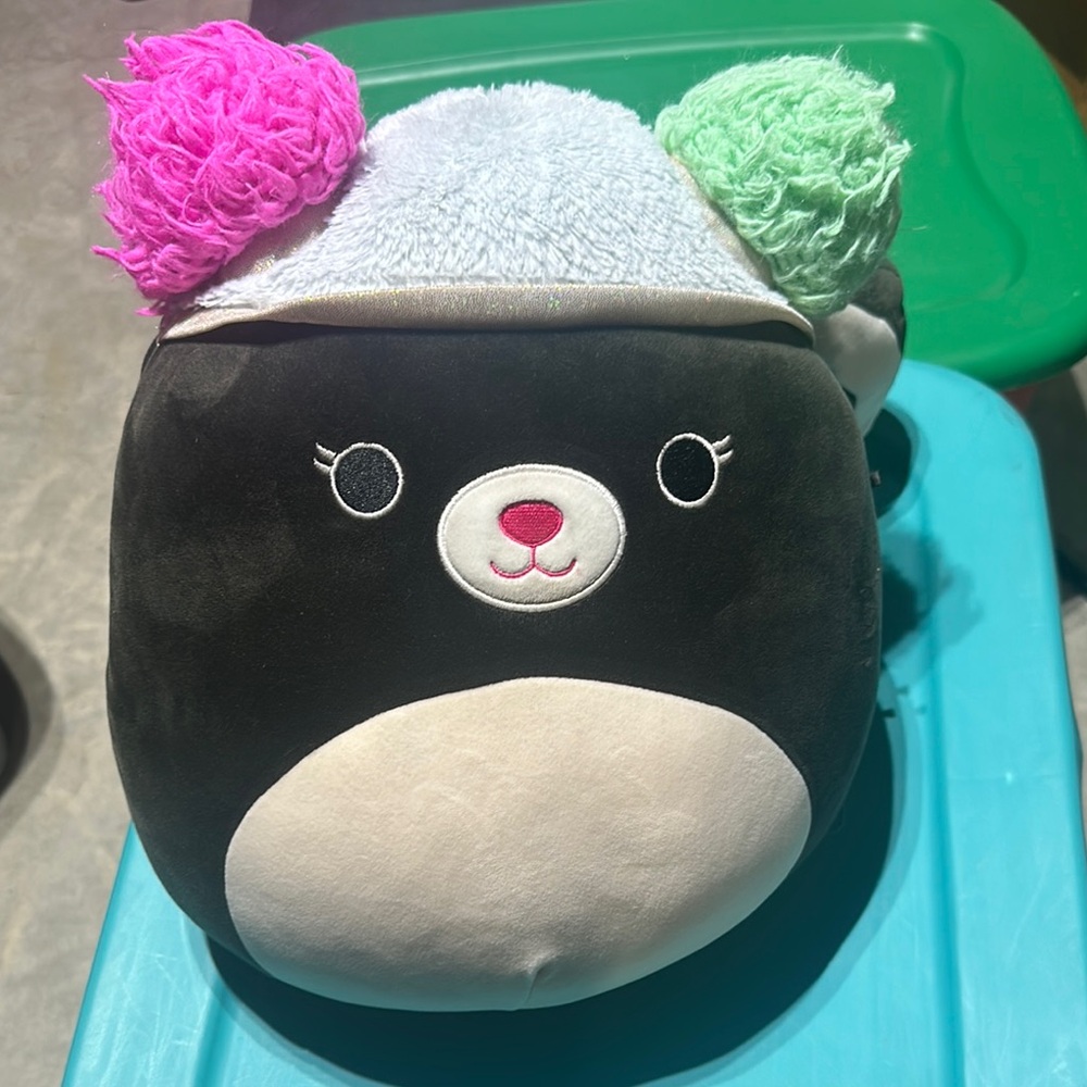 Squishmallow Cute Plush Bear with Colorful Ears